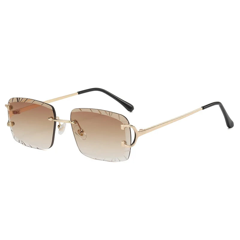 Lunettes de soleil HBK sans monture pour homme, forme carrée avec verres dégradés