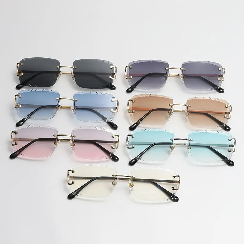 Lunettes de soleil HBK sans monture pour homme, forme carrée avec verres dégradés