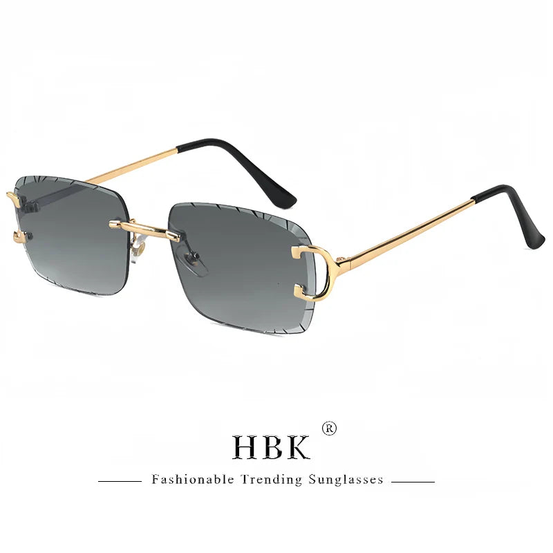 Lunettes de soleil HBK sans monture pour homme, forme carrée avec verres dégradés
