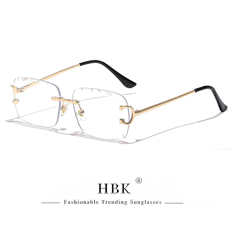Lunettes de soleil HBK sans monture pour homme, forme carrée avec verres dégradés