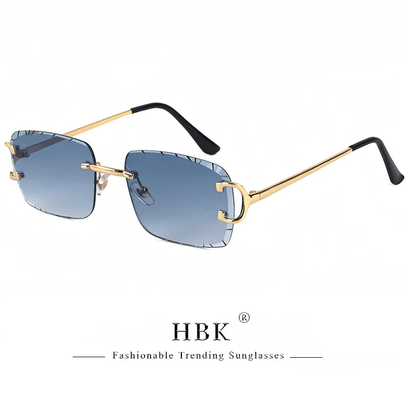 Lunettes de soleil HBK sans monture pour homme, forme carrée avec verres dégradés