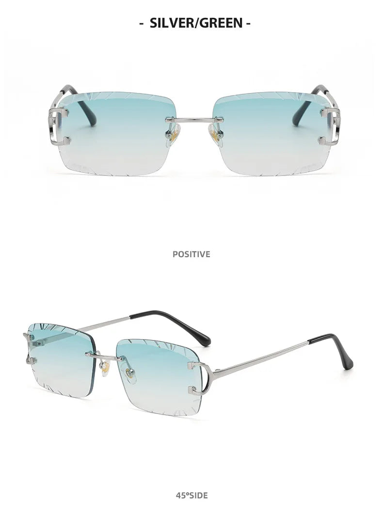 Lunettes de soleil HBK sans monture pour homme, forme carrée avec verres dégradés