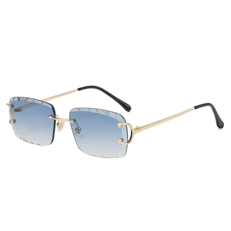 Lunettes de soleil HBK sans monture pour homme, forme carrée avec verres dégradés