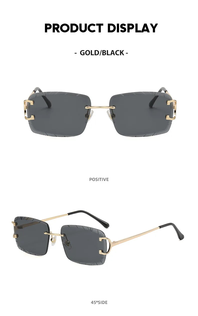 Lunettes de soleil HBK sans monture pour homme, forme carrée avec verres dégradés