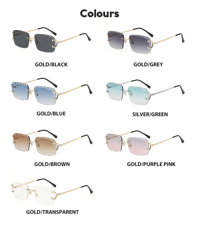 Lunettes de soleil HBK sans monture pour homme, forme carrée avec verres dégradés