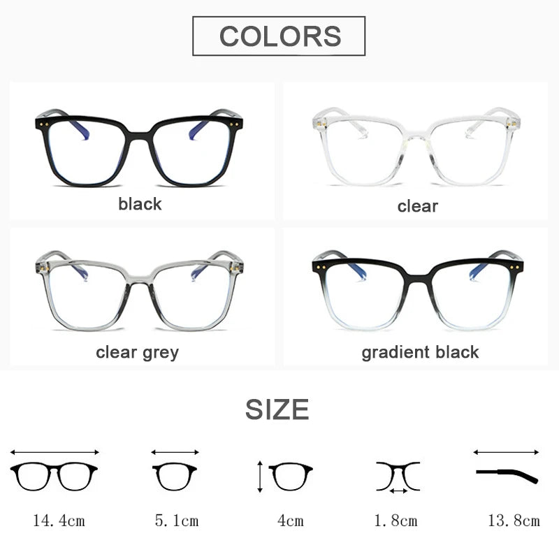 Cadre léger Lunettes anti-bleues Lunettes optiques noires transparentes Femmes Hommes