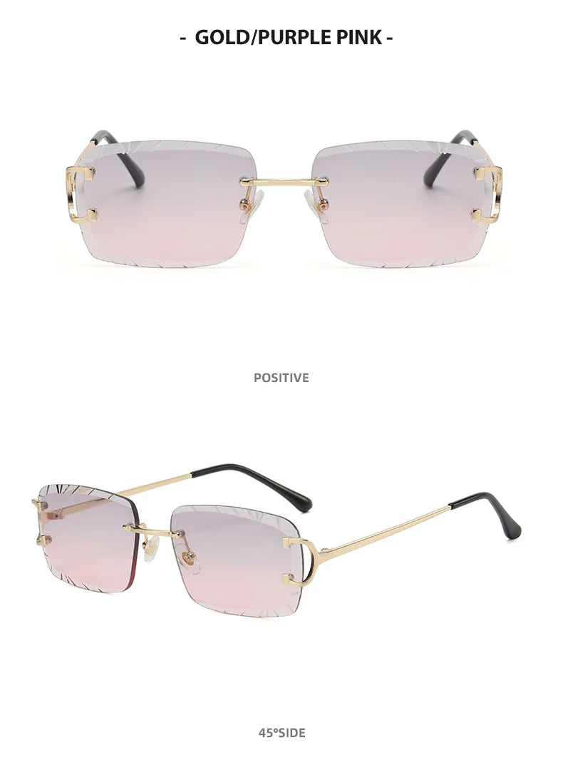 Lunettes de soleil HBK sans monture pour homme, forme carrée avec verres dégradés