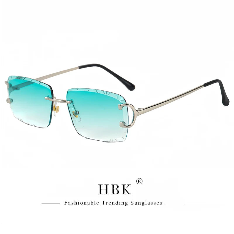 Lunettes de soleil HBK sans monture pour homme, forme carrée avec verres dégradés