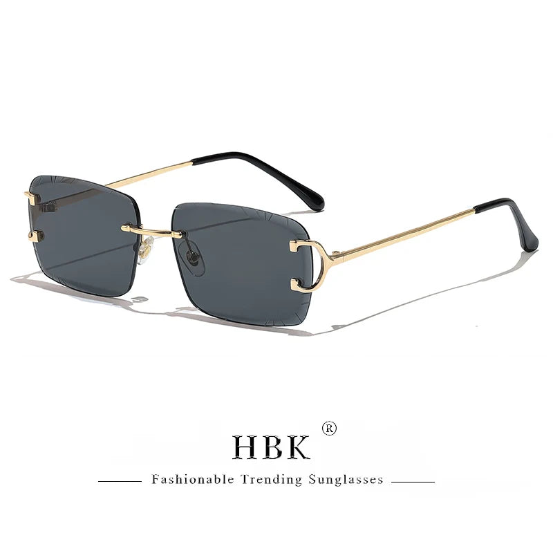 Lunettes de soleil HBK sans monture pour homme, forme carrée avec verres dégradés