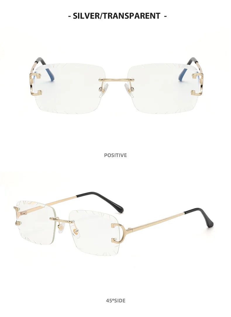 Lunettes de soleil HBK sans monture pour homme, forme carrée avec verres dégradés