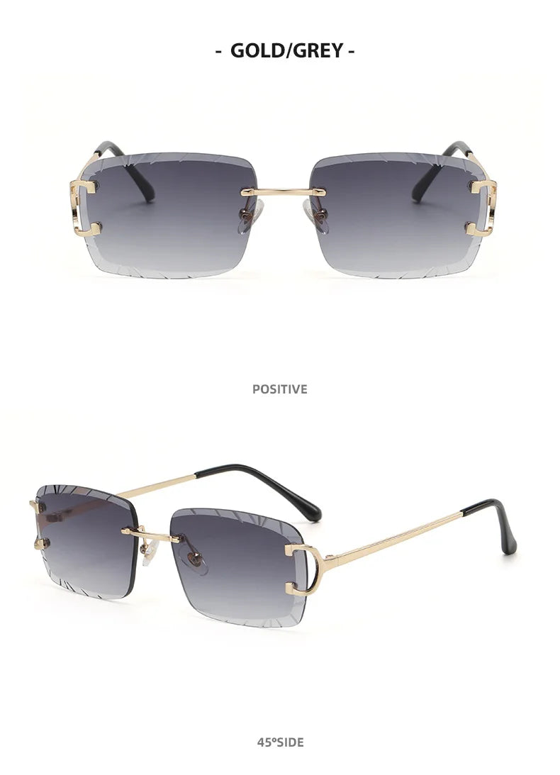 Lunettes de soleil HBK sans monture pour homme, forme carrée avec verres dégradés