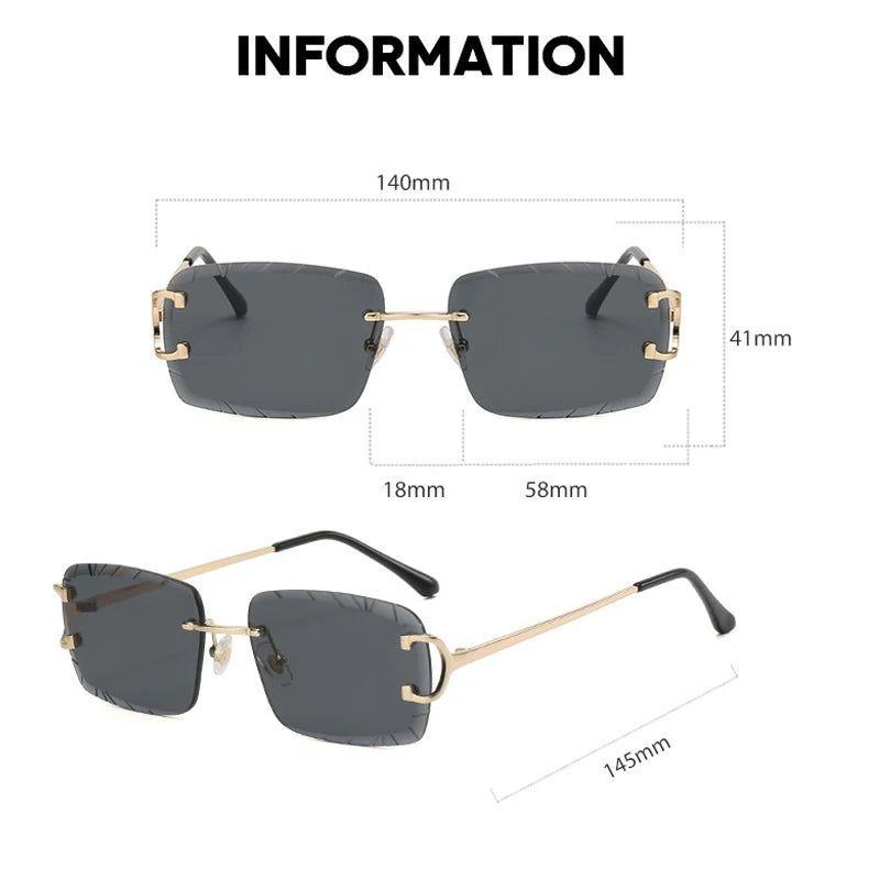 Lunettes de soleil HBK sans monture pour homme, forme carrée avec verres dégradés