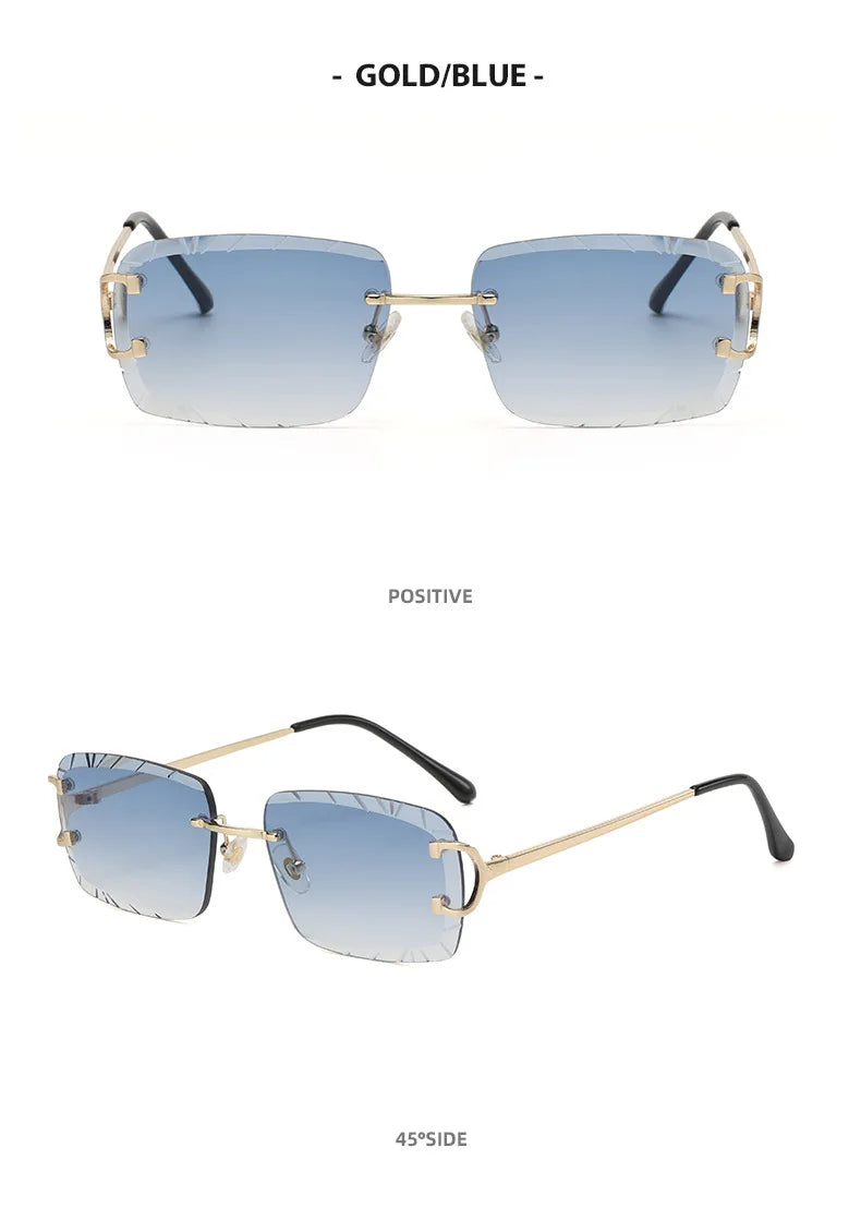 Lunettes de soleil HBK sans monture pour homme, forme carrée avec verres dégradés