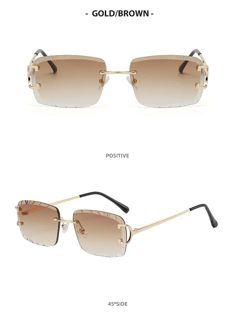 Lunettes de soleil HBK sans monture pour homme, forme carrée avec verres dégradés